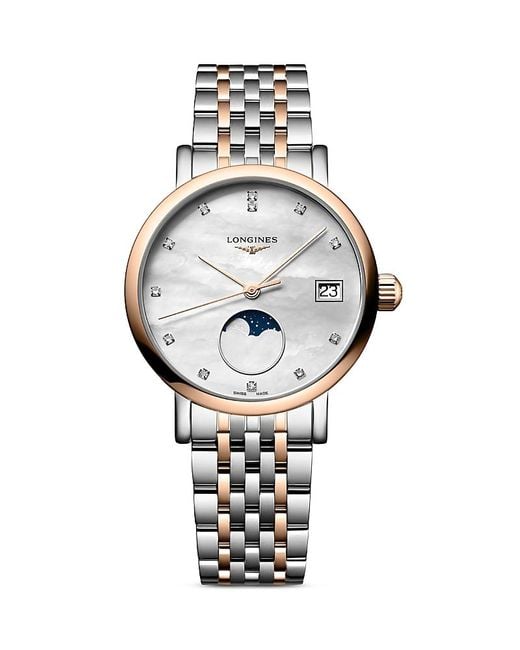 Longines White Elegant Moonphase Watch, 30Mm