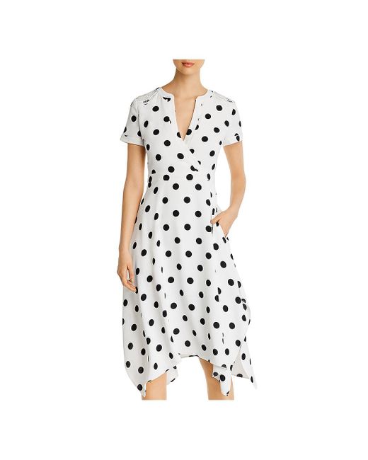 Karl Lagerfeld Synthetic Polka - Dot Midi Dress in White/Black (Black) - Lyst