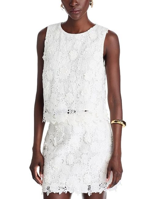 Aqua White Lace Sleeveless Top