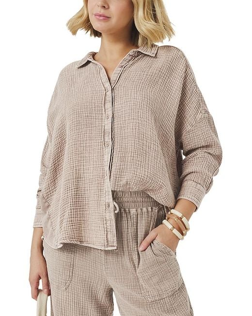 Splendid Natural Ava Gauze Button Down Shirt