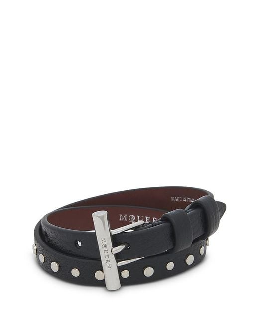 Alexander McQueen Black Alexander Cross Bar Double Wrap Bracelet for men