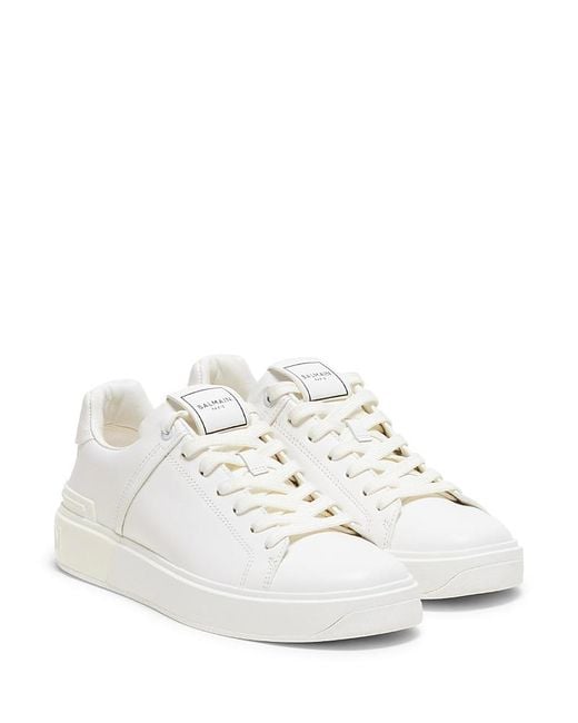 Balmain White B-Court Training Sneakers