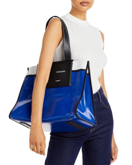 PROENZA SCHOULER WHITE LABEL Morris Large Coated Canvas Tote in Blue - Lyst
