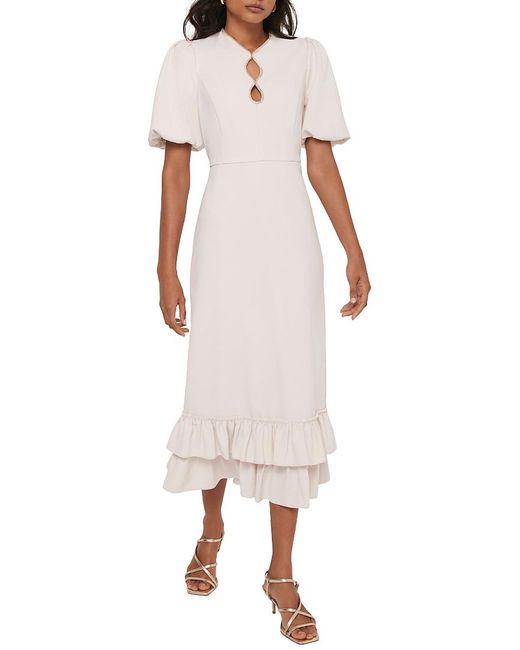 Mint Velvet White Diamante Trim Midi Dress