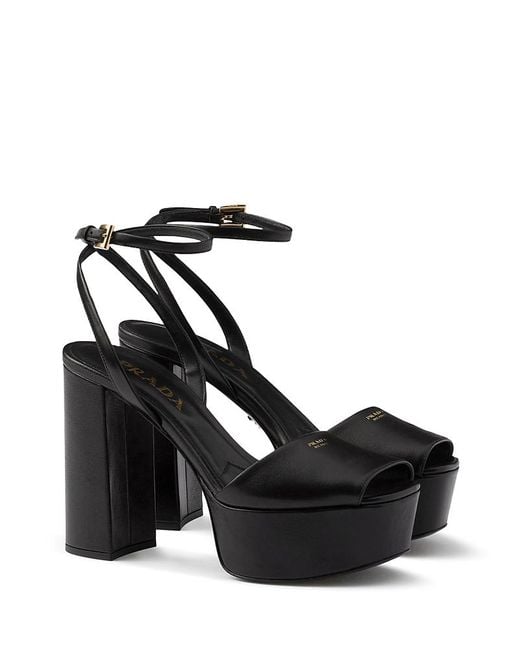 Prada Black Nappa Leather Platform Sandals