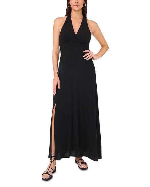 Vince Camuto Women's Black Halter Beaded Back Maxi Dress