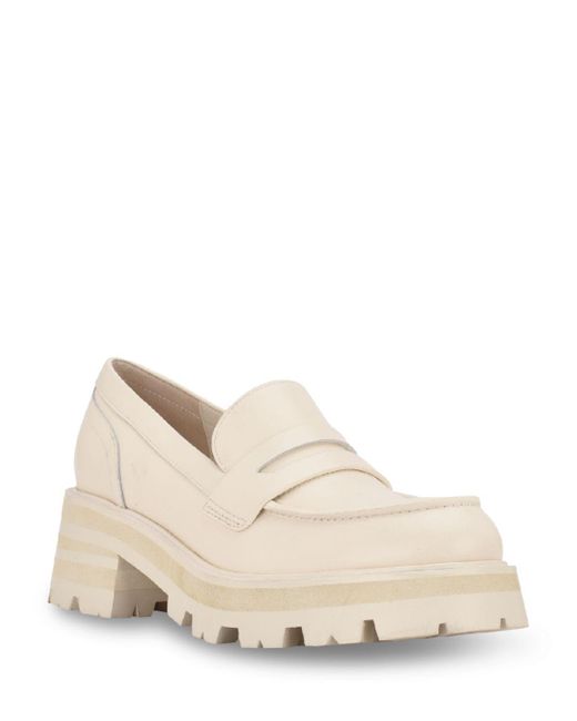Marc Fisher Latika Almond Toe Platform Loafers in White | Lyst