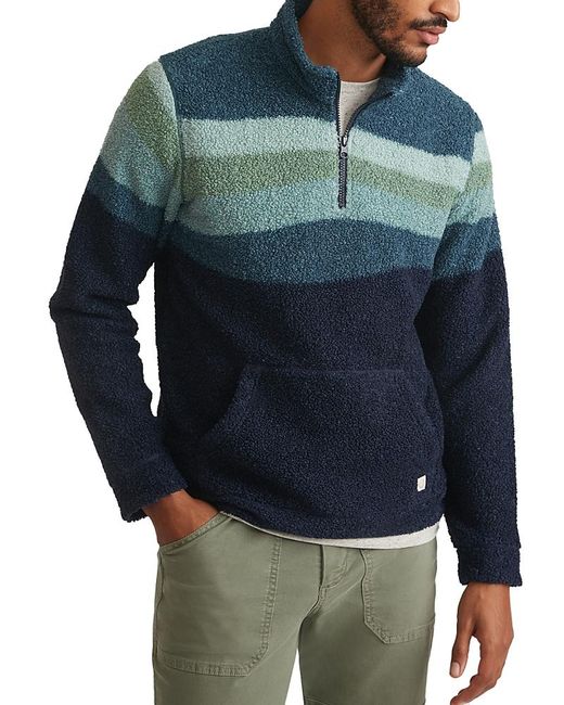 Marine Layer Blue Colorblocked Sherpa Pullover for men