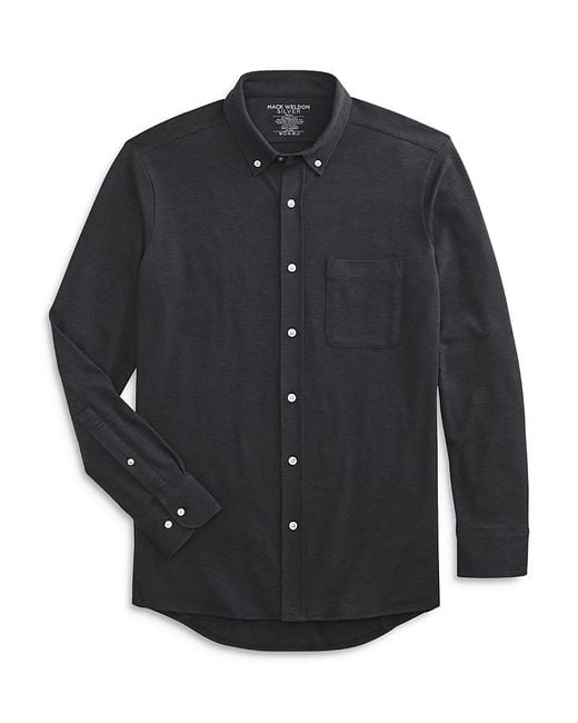 Mack Weldon Blue Supima Cotton Blend Button Down Shirt for men