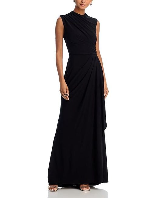 Aqua Black Draped Gown