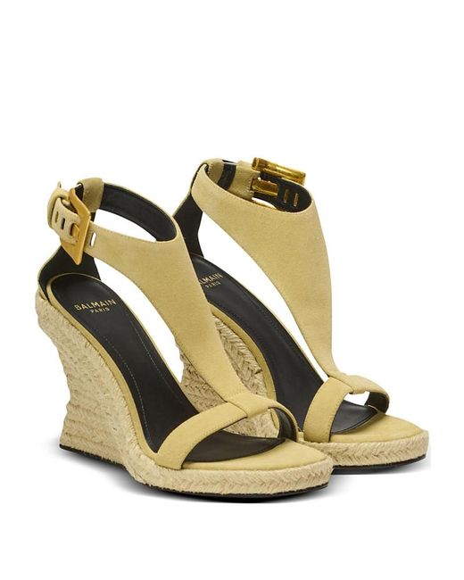 Balmain Metallic Anthem Wedge Espadrilles