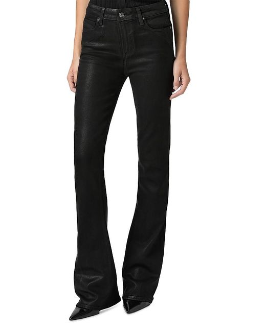 PAIGE Women's Black Laurel Canyon High Rise Coated Bootcut Jeans