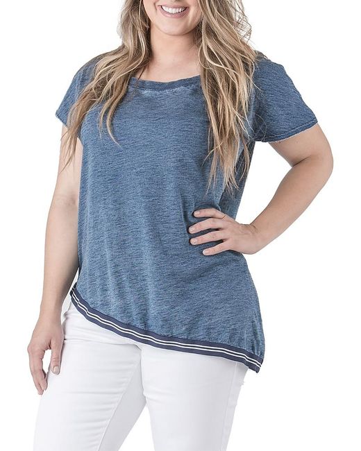 Standards & Practices Blue Plus Asymmetrical Hem Knit Top
