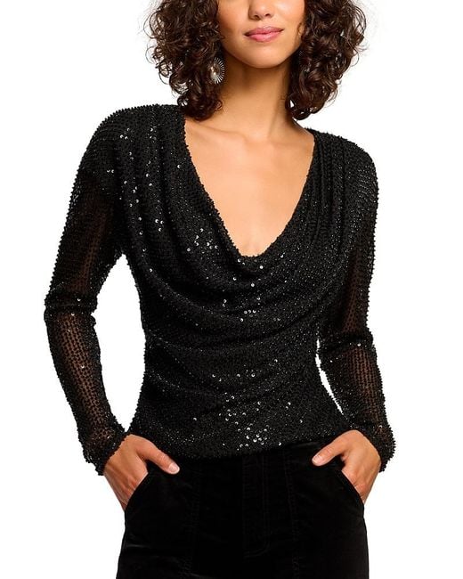Ramy Brook Black Sequined Polyester Blouse