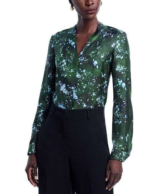Lafayette 148 New York Blue Silk Blouse