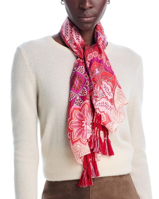 Johnny Was Diantha Silk Scarf in Red | Lyst