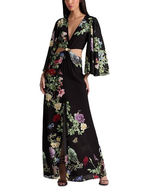 Alice + Olivia Black Georgiana Deep V Neck Dress