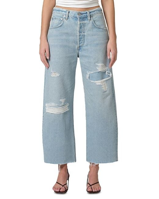Citizens of Humanity Blue Ayla High Rise Raw Hem Crop Jeans