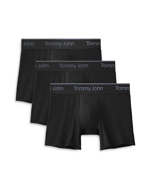 Tommy John Black Second Skin Essentials 4 Boxer Briefs, Pack Of 3 for men