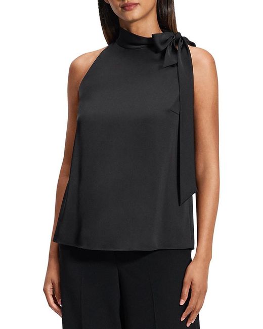 Theory Black Side Tie Halter Top