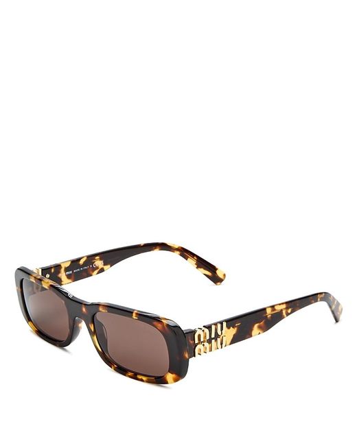 Miu Miu Brown Rectangular Sunglasses, 53Mm