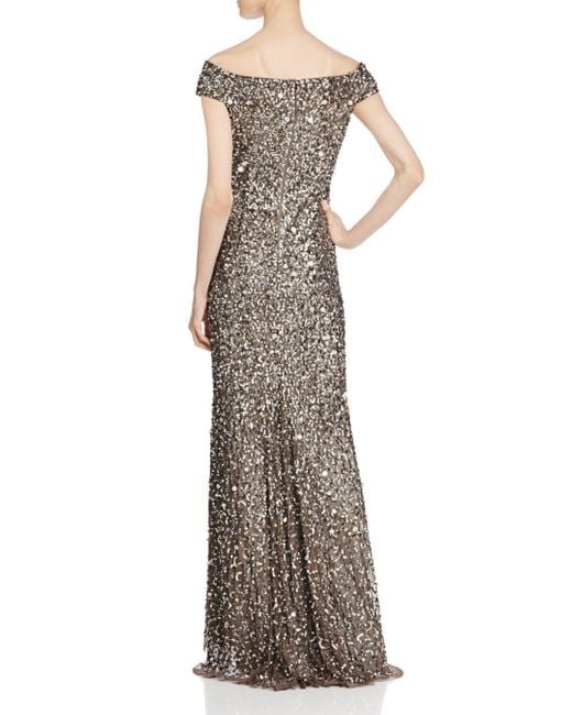 Adrianna Papell Off - The - Shoulder Sequined Gown - Lyst
