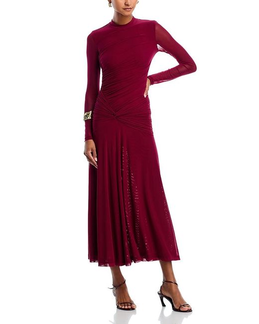 Bardot Red Liyana Ruched Mesh Dress