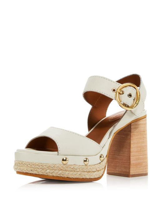 See By Chloé Leather Viviane Studded Espadrille High Heel Platform