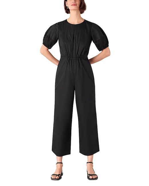 Whistles Black Broderie Poplin Jumpsuit