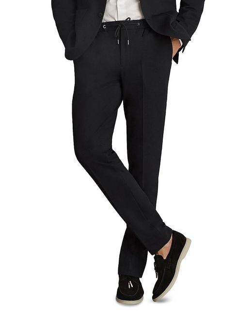 Reiss Black Gerrard Jersey Mixer Pants for men