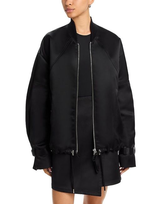 Co. Black Satin Bomber Jacket