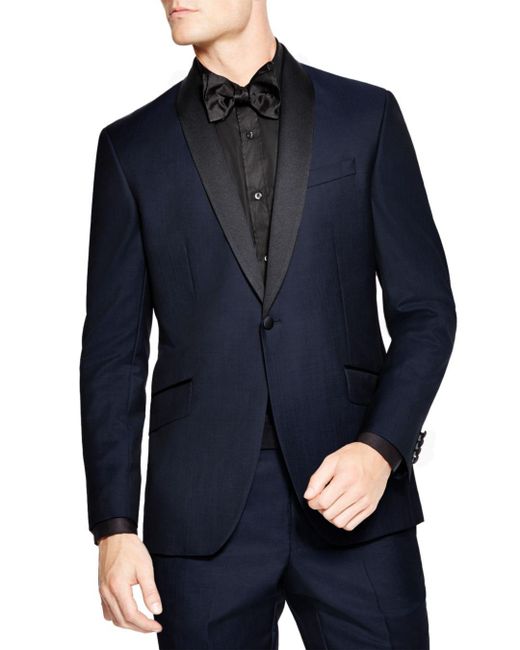Ted Baker Wool Slim Fit Formal Shawl Jacket in Navy (Blue) for Men | Lyst