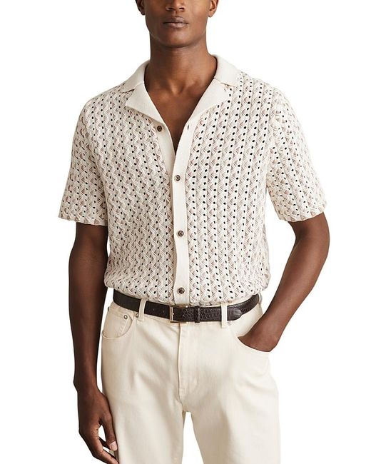 Reiss Natural Roulette Cuban Button Through Textured Shirt for men