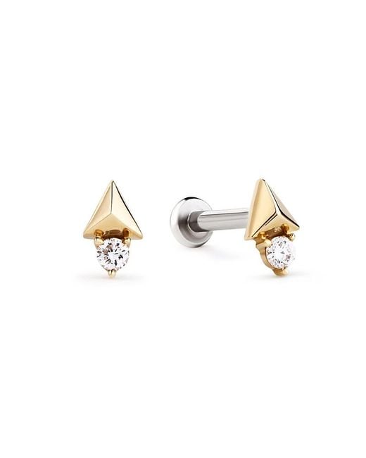 Ana Luisa White Solid Lab-Grown Diamond Pyramid Flatback Studs