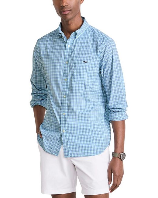 Vineyard Vines Blue Cobia Button-Down Performance Shirt for men
