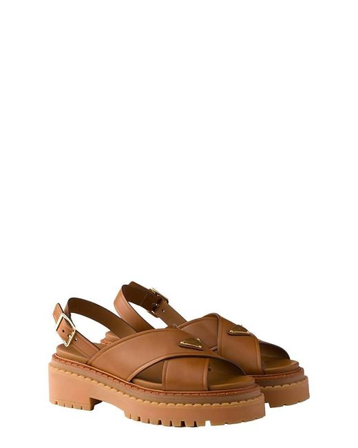 Prada Brown Leather Sandals