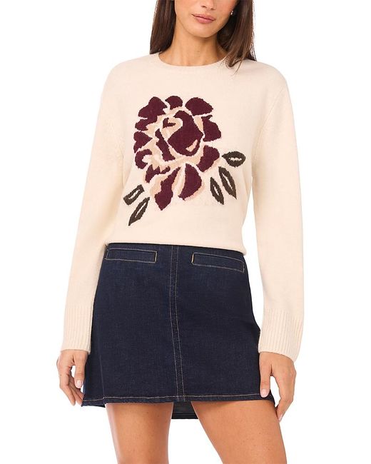 Vince Camuto Blue Rose Crewneck Pull-on Sweater