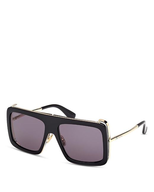 Max Mara Metallic Jean Rectangle Sunglasses, 57Mm