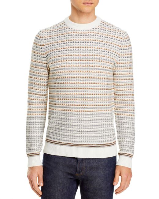 BOSS by Hugo Boss Wool Acree Striped Knit Crewneck Sweater in Natural ...