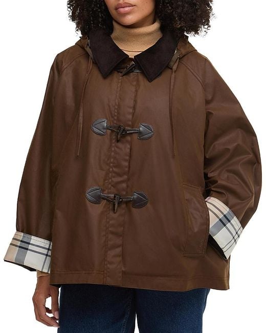 Barbour Brown Plus Myra Waxed Hooded Duffle Coat