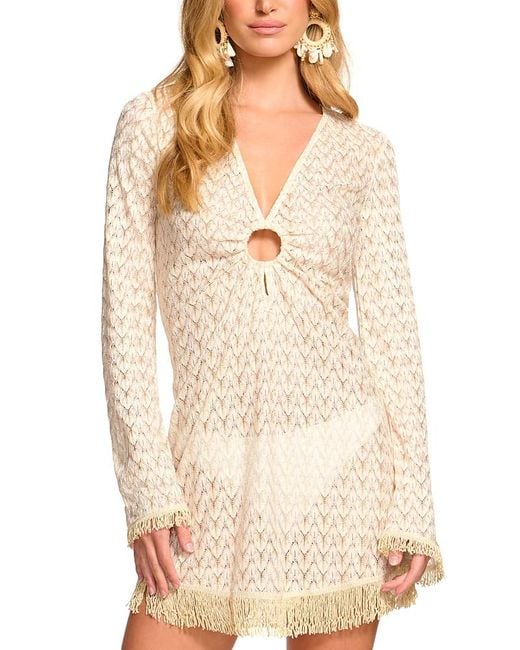 Ramy Brook Natural Zig Zag Cassie Swim Cover Up Dress
