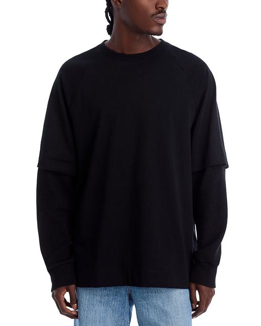 Helmut Lang Blue Double Layer Crewneck Tee for men