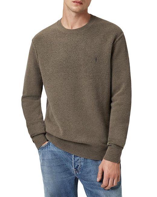 AllSaints Gray Statten Regular Fit Crewneck Sweater for men