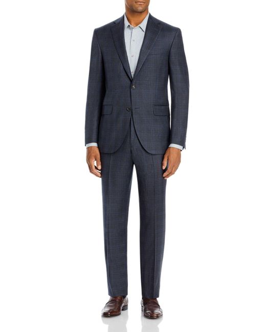 Jack Victor Tonal Plaid Regular Fit Suit in Blue for Men | Lyst