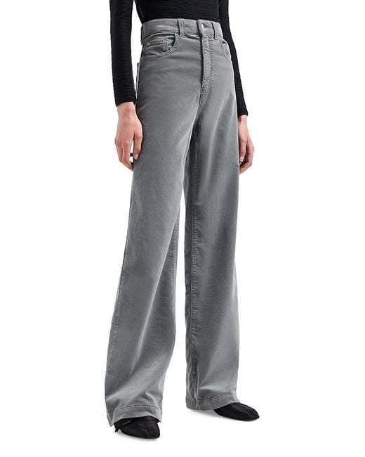 Emporio Armani Gray Velvet Wide Leg Jeans