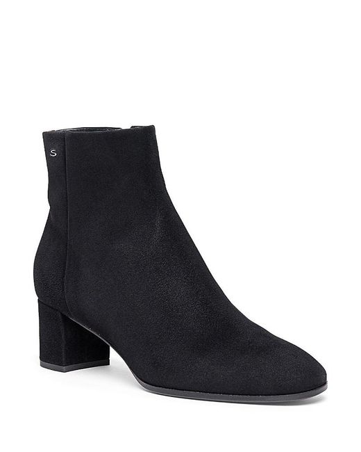 Santoni Black Suede Ankle Boot