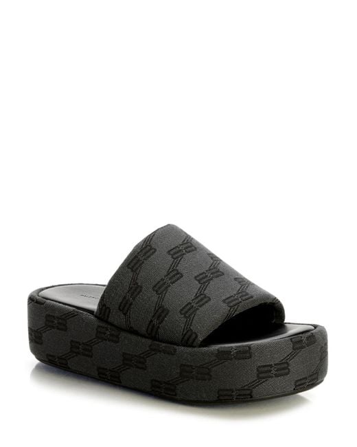 Balenciaga Rise Logo Platform Slide Sandals in Black Lyst