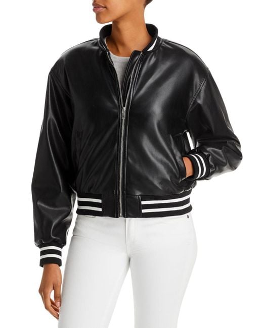 Aqua Cashmere Relaxed Fit Bomber Jacket in Black | Lyst