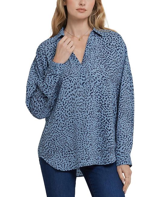 NYDJ Blue Becky Dot Print Blouse