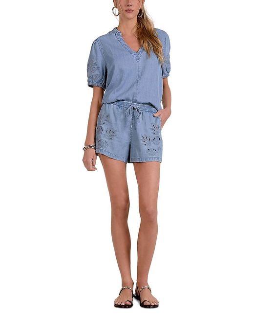 Elan Blue Chambray Drawstring Shorts